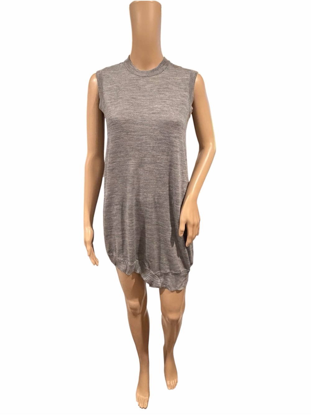 Alexander Wang Gray Marled Knit Asymmetric Bubble Dress Tunic Top 100% wool XS